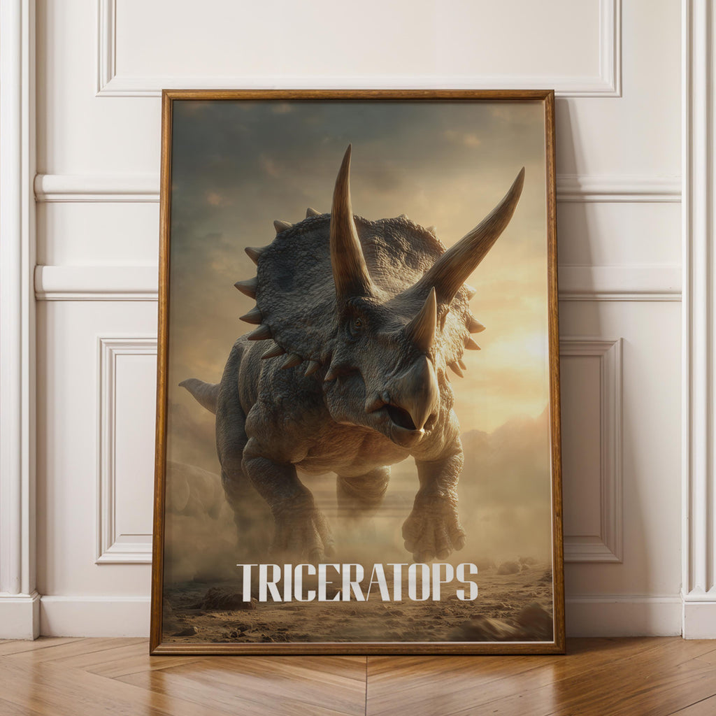Triceratops Poster for Kids Room – Dinosaur Wall Art for Boys and Girls