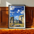 England Travel Poster – Stonehenge Wall Art Print, Ancient Monument, Prehistoric Landmark Decor