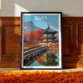 South Korea Travel Poster – Seoul Gyeongbokgung Palace Wall Art Print, Historic Landmark Decor