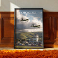 Goodwood Spitfires Chichester Travel Poster – British Aviation Wall Art, WWII Planes Print, Sussex Landscape Photography