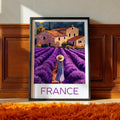 Provence France Travel Poster: Lavender Field Illustration Art