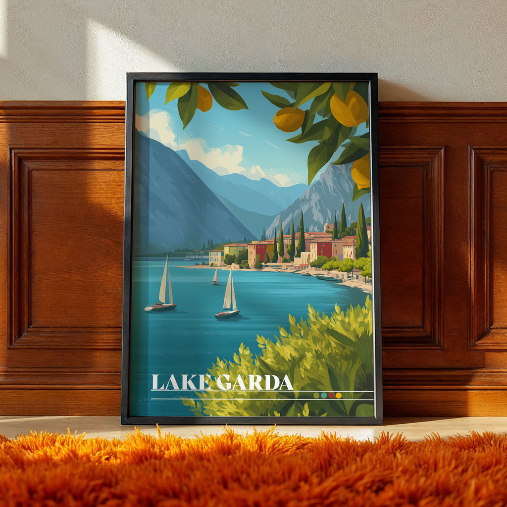Lake Garda Italy Print: Scenic Lakeside Travel Poster