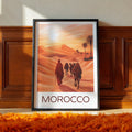 Morocco Travel Poster: Sahara Desert Sunset Illustration Art