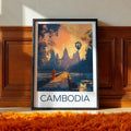 Cambodia Travel Poster: Angkor Wat Sunrise Illustration Art