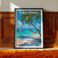 Tropical Island Poster – Seychelles Beach Wall Art Print, Coastal Paradise Travel Decor