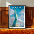 New York Travel Poster – Statue of Liberty Wall Art Print, USA Landmark, City Decor