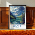 Banff Canada Travel Poster: Scenic Mountain Lake Illustration Art