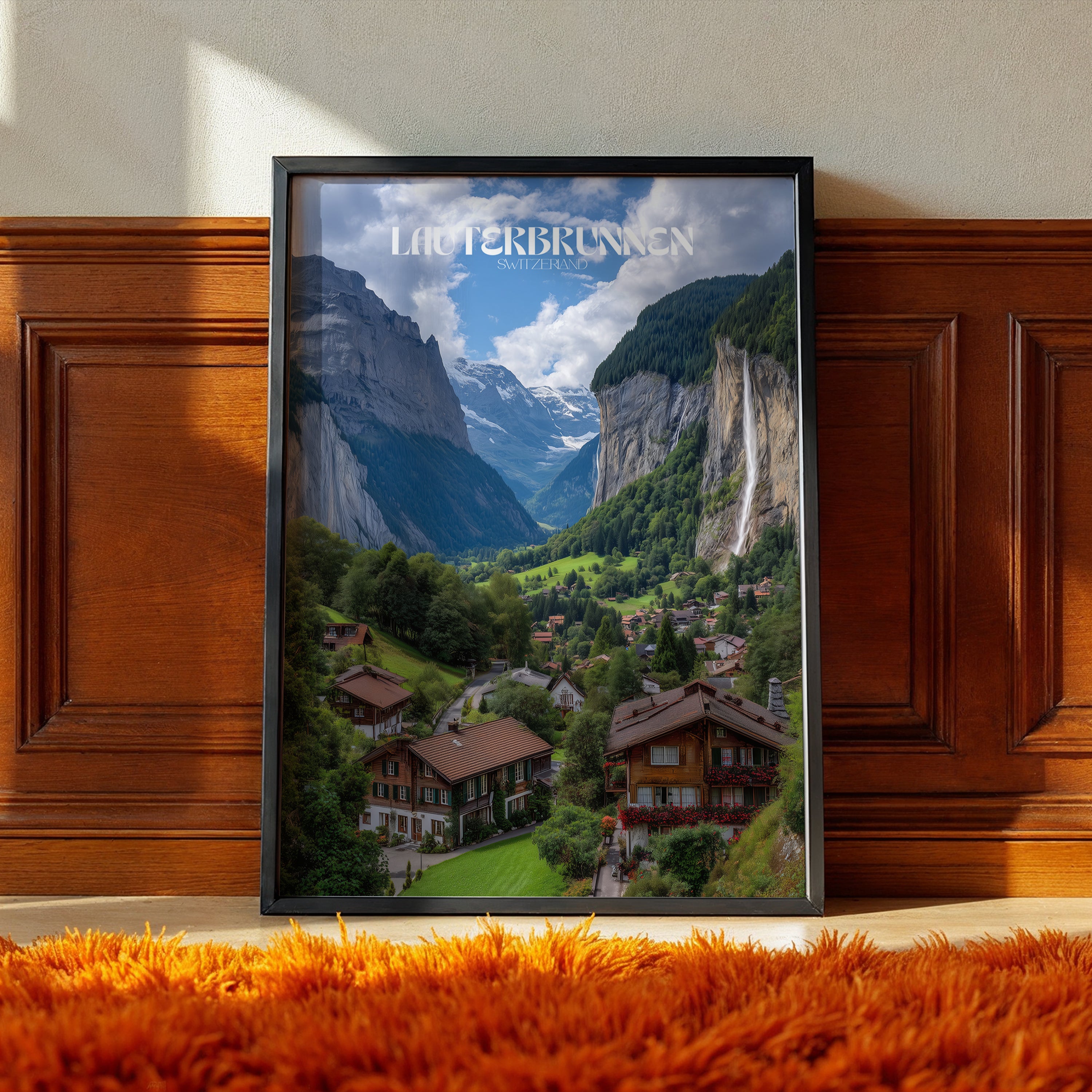Lauterbrunnen Switzerland Poster – Alpine Landscape Wall Art, Mountain Valley Print, European Travel Photography Decor