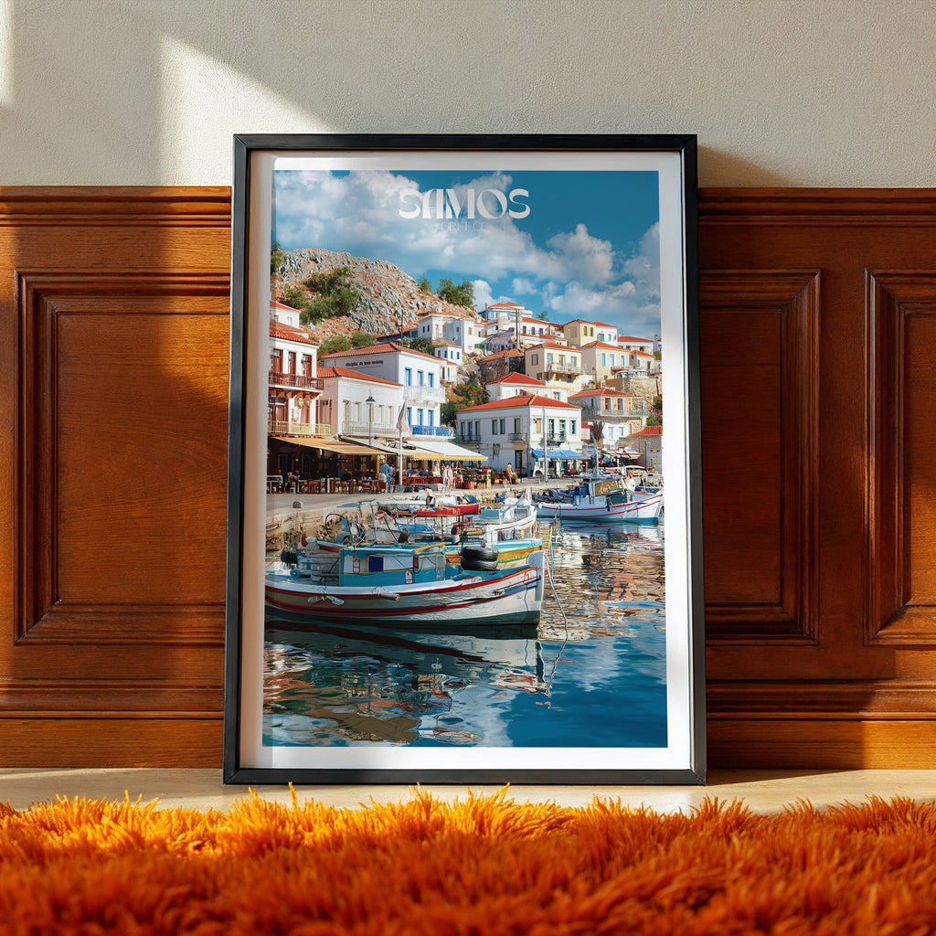 Greece Travel Poster – Samos Island Print, Aegean Coastal Wall Art, Mediterranean Decor