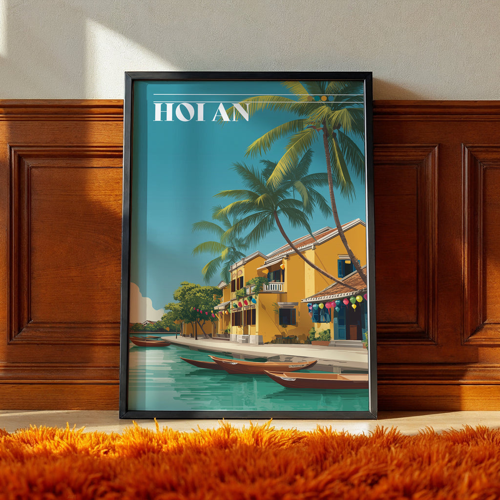 Hoi An Vietnam Poster – Lantern Street Wall Art, Riverside Town Print, Asian Travel Photography Decor