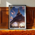 Eiffel Tower Paris Poster – Romantic France Travel Print, Cityscape Wall Art, European Decor