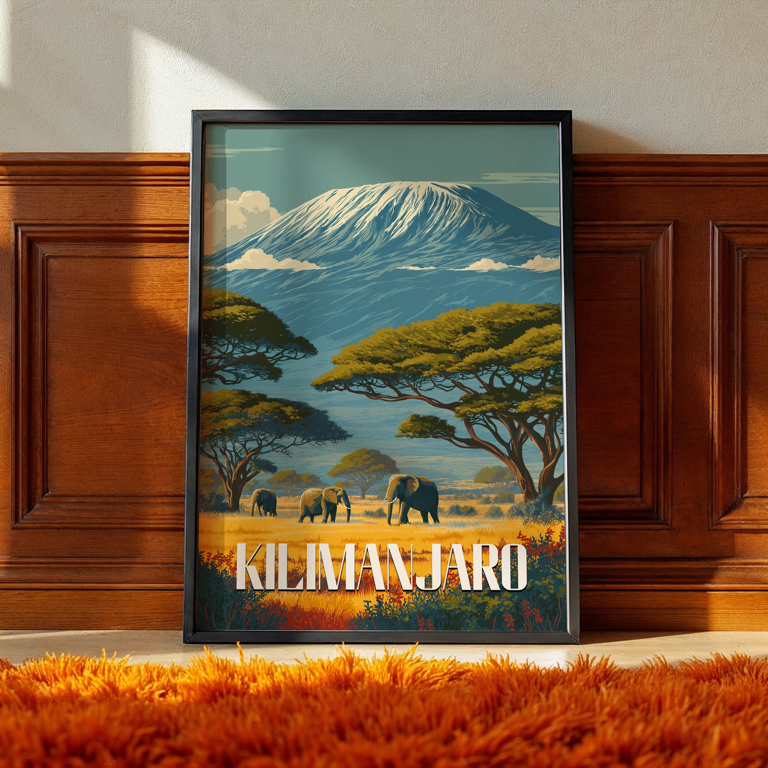 Mount Kilimanjaro Print: Tanzania Travel Poster, African Landscape Art