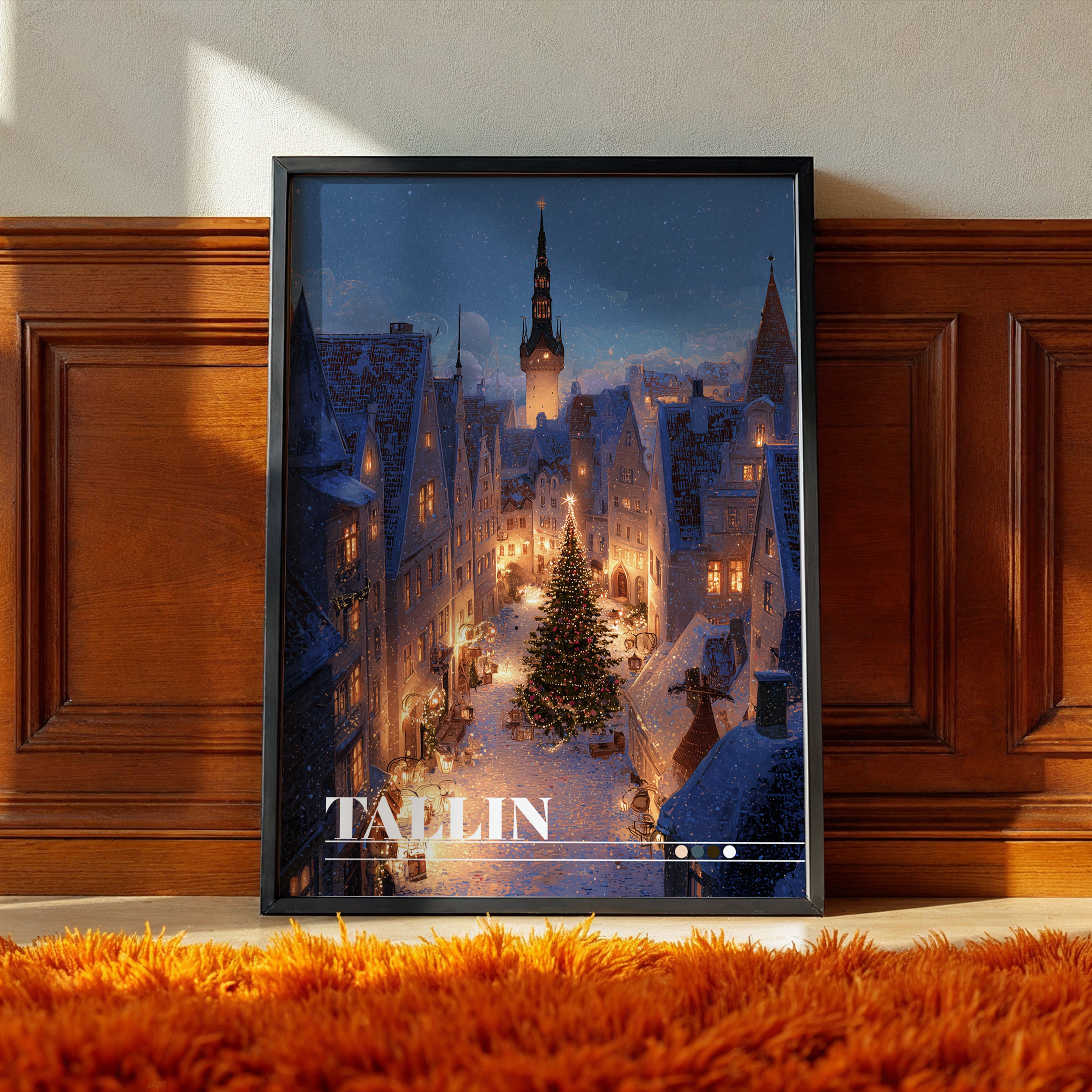 Tallinn Christmas Market Travel Print: Medieval Estonia Old Town Winter Decor