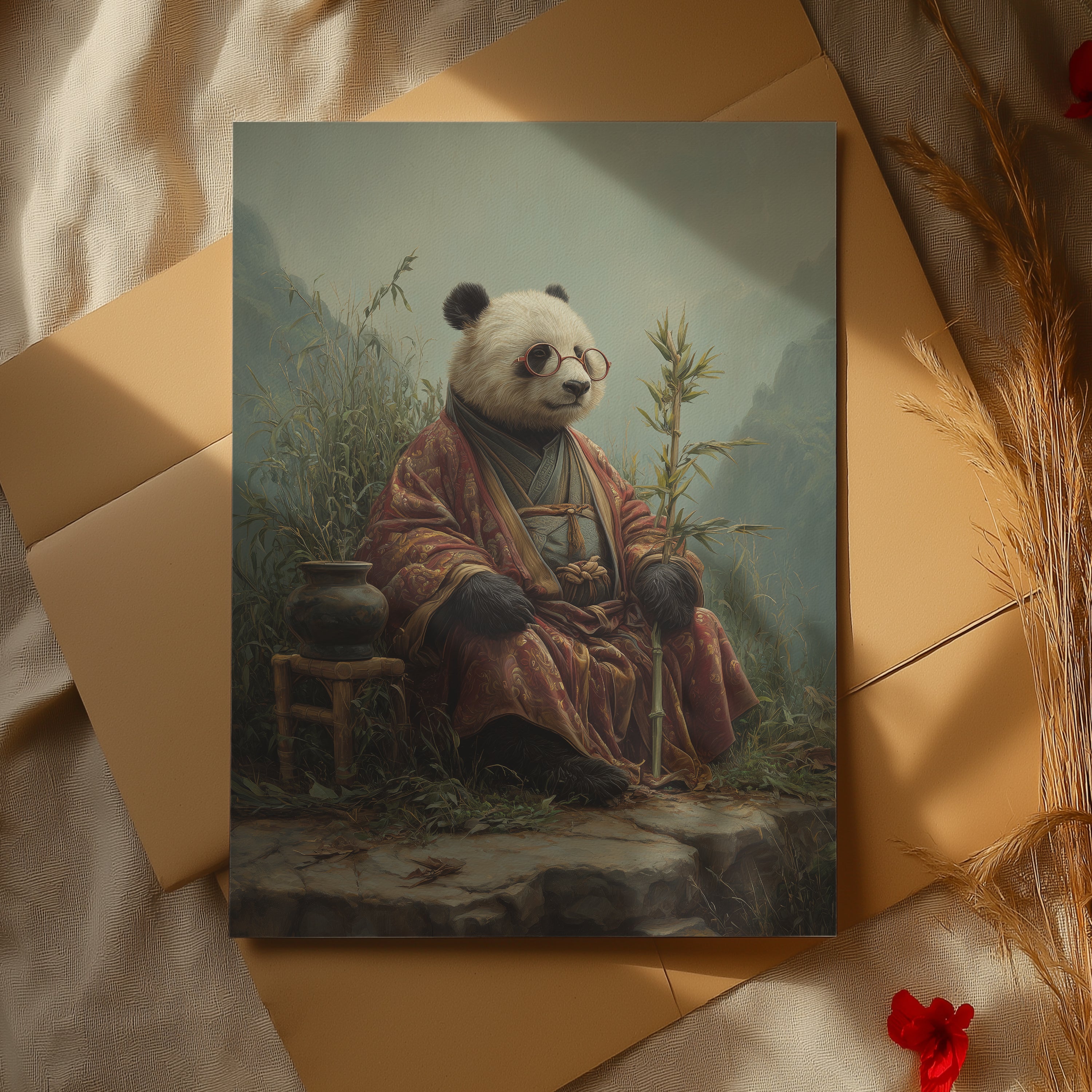 Wise Panda in Sichuan – Asian Animal Art Print, Nature Explorer Wall Decor