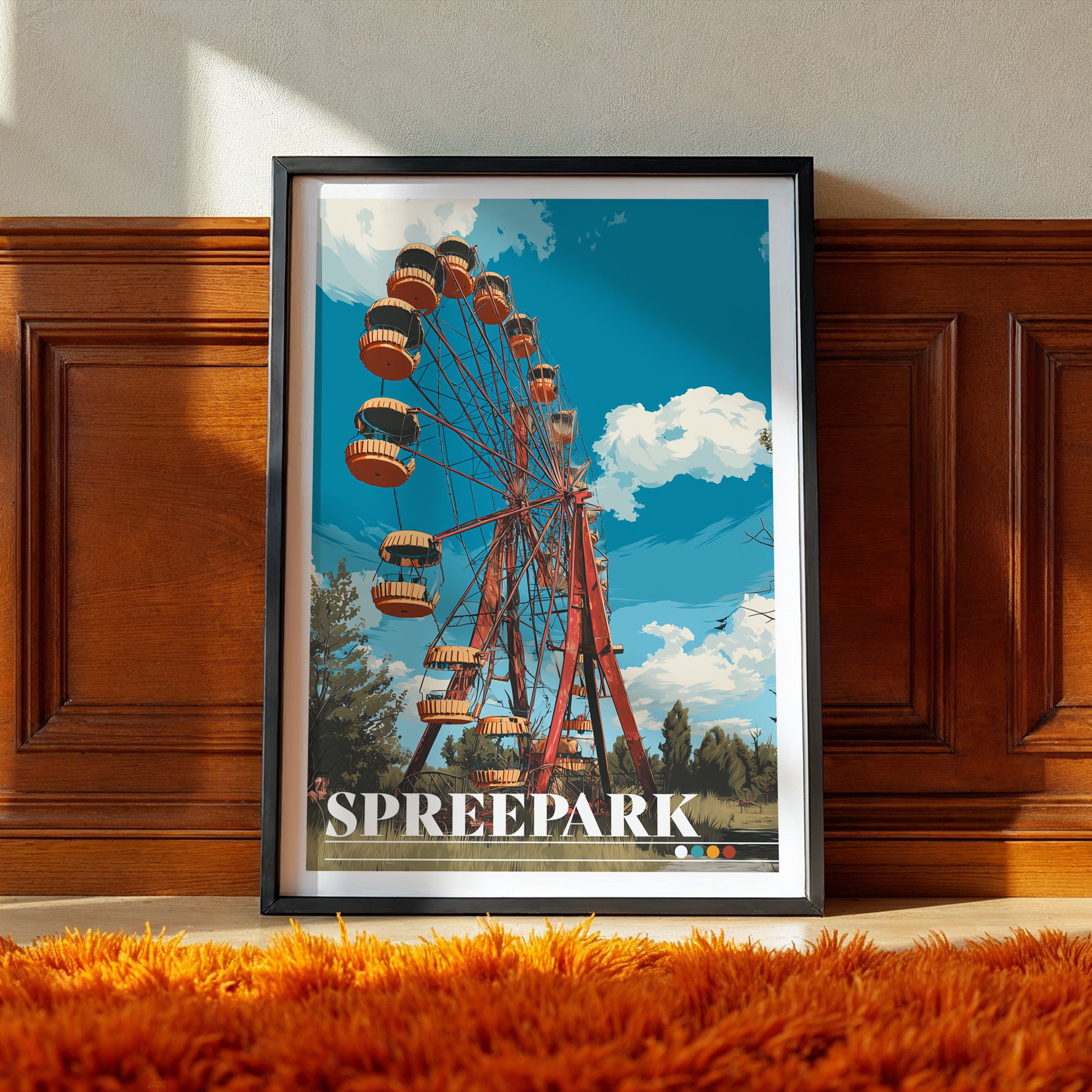 Spreepark Travel Poster: Abandoned Ferris Wheel Print, Berlin Germany Wall Art