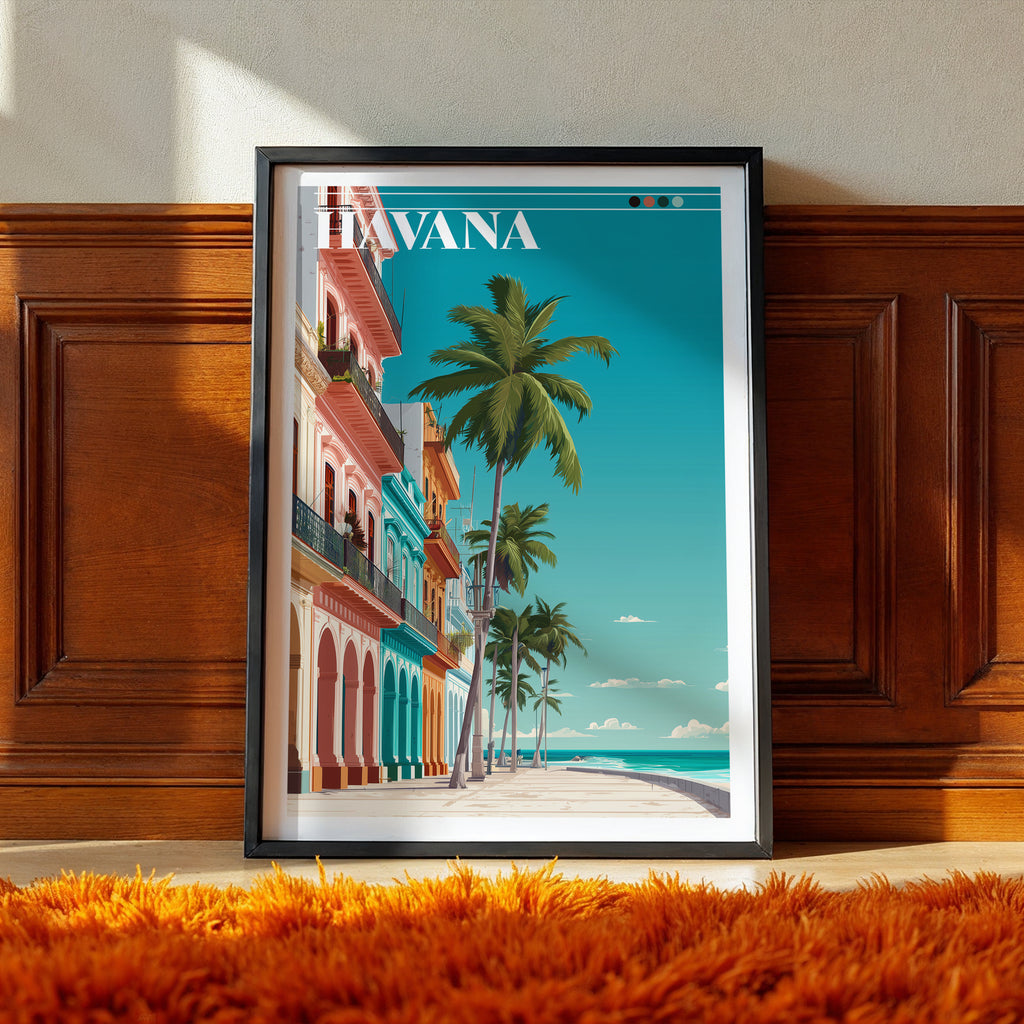 Havana Travel Poster: Cuba Print, Caribbean Wall Art