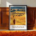 Tanzania Travel Poster: Serengeti Migration Illustration Art