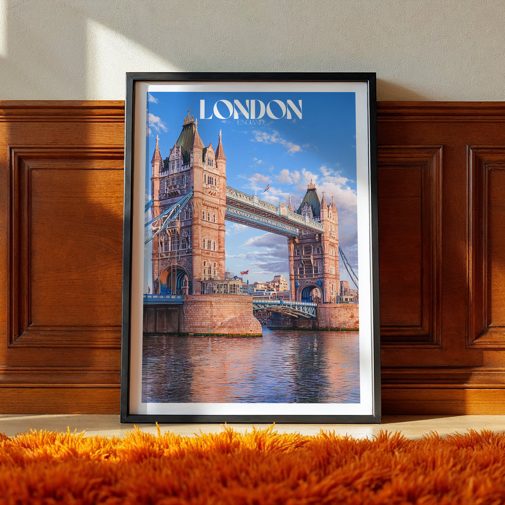 London Bridge Wall Art – England Travel Poster, Iconic Landmark Print, British City Deco