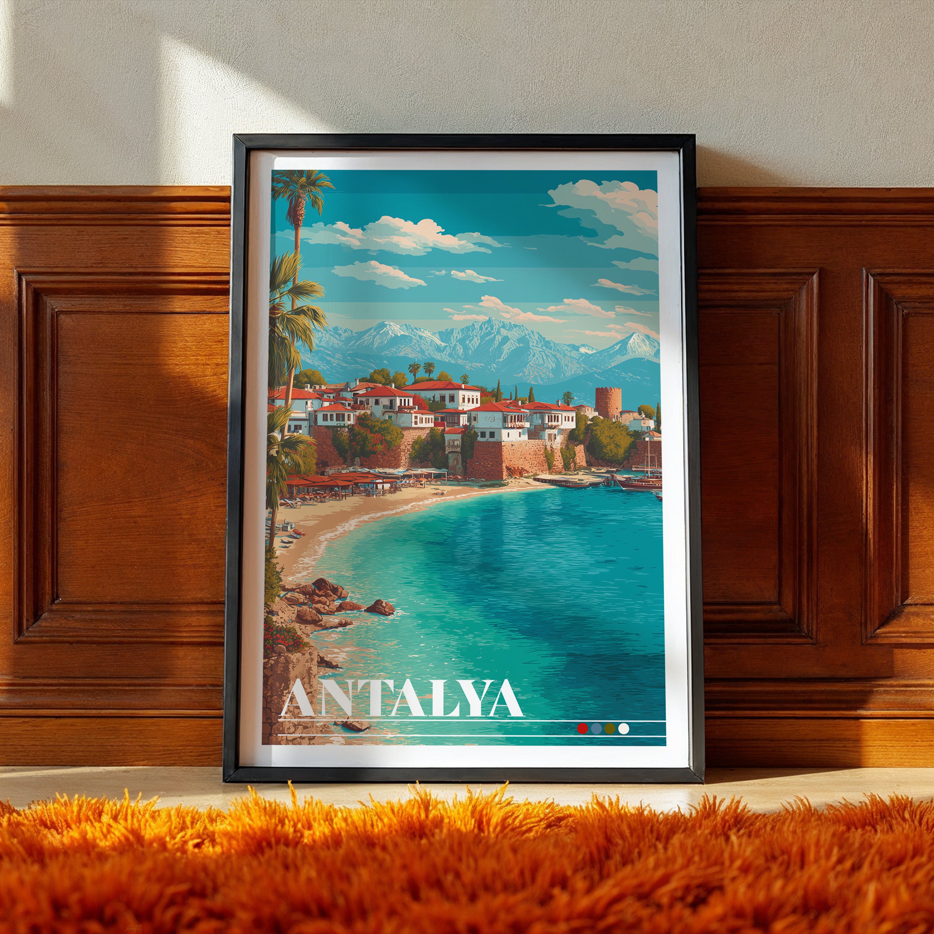 Antalya Travel Poster: Turkey Wall Art, Mediterranean Coast Print