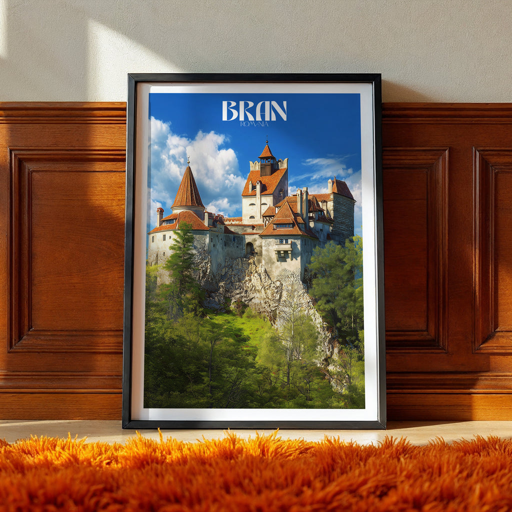 Dracula’s Castle Poster – Bran Castle Romania Print, Gothic Travel Wall Art, Historical Decor