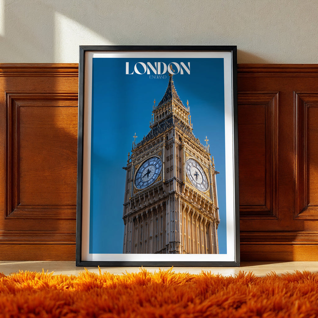 London Travel Poster – Big Ben Wall Art Print, Historic Landmark, British City Decor