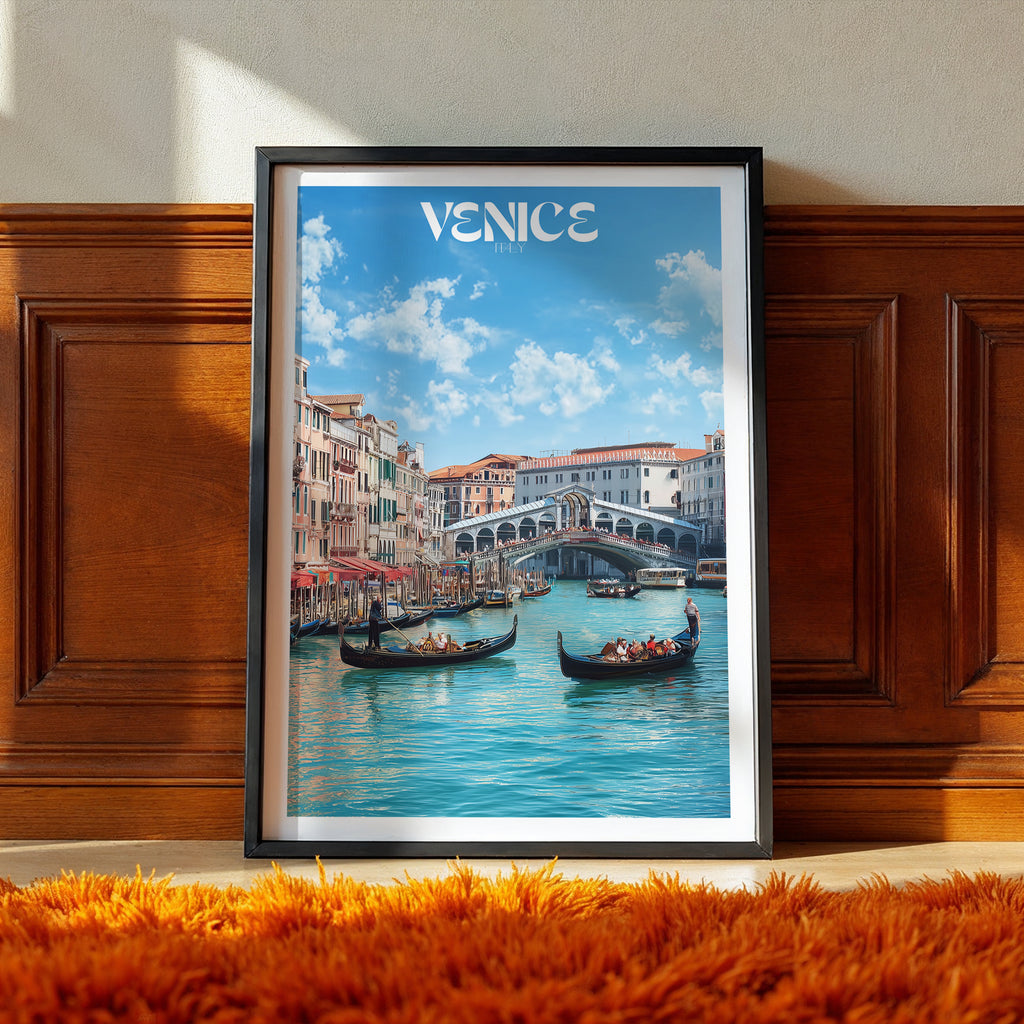 Venice Cityscape Poster – Canal Wall Art Print, Italy Travel Decor, Romantic Artwork