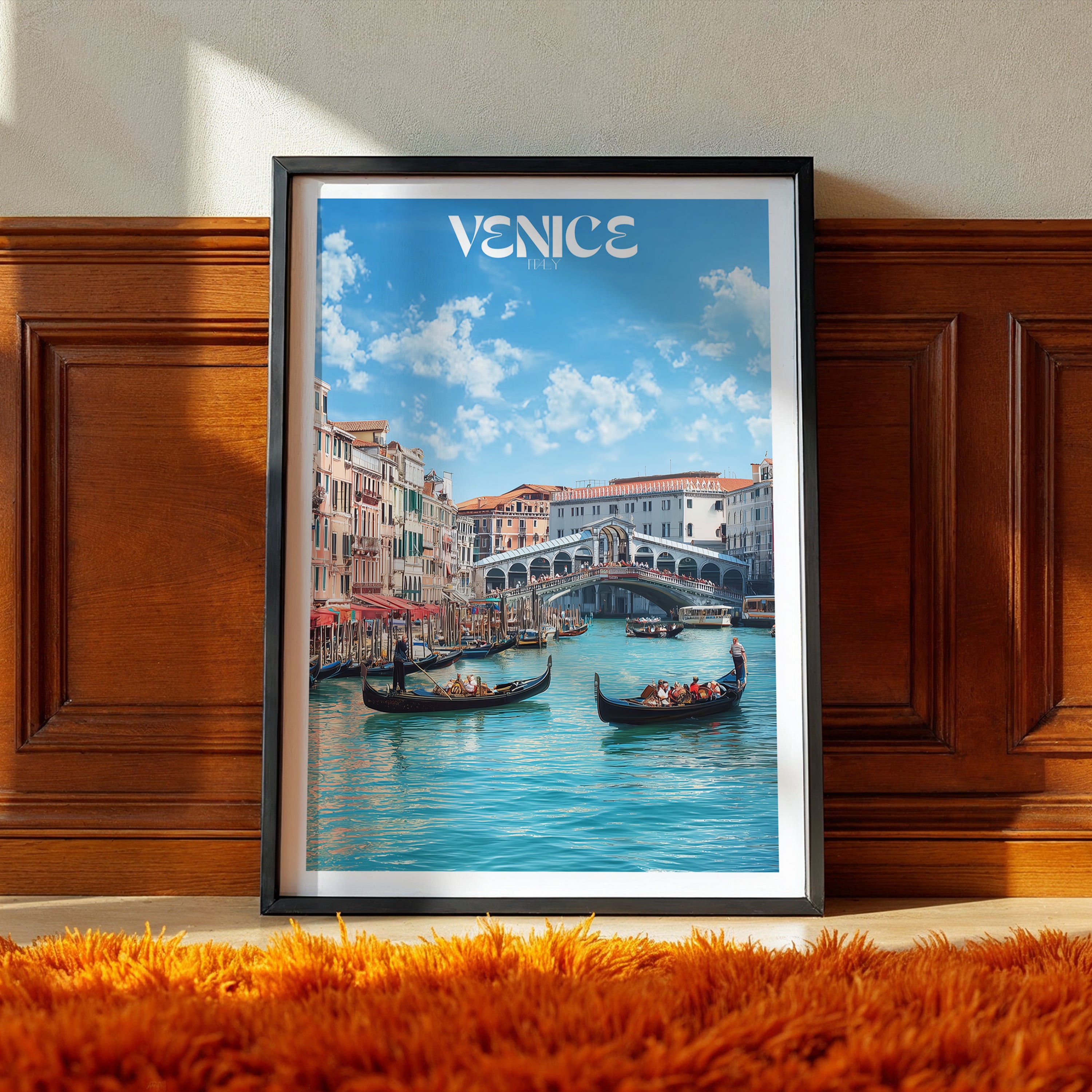 Venice Cityscape Poster – Canal Wall Art Print, Italy Travel Decor, Romantic Artwork