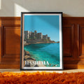 Hashima Island Travel Poster: Gunkanjima Print, Japan Wall Art