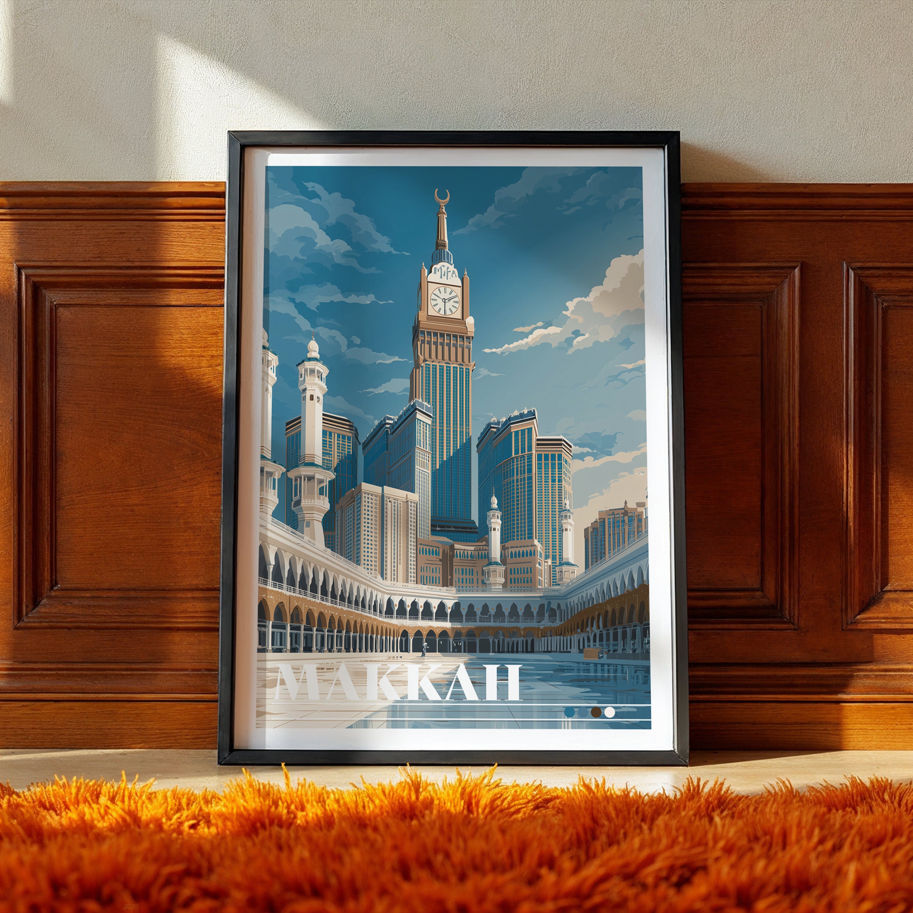 Mecca Travel Poster: Makkah Clock Tower Print, Saudi Arabia Wall Art