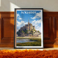 France Travel Poster – Normandy Castle Wall Art Print, Historic Landmark, European Decor