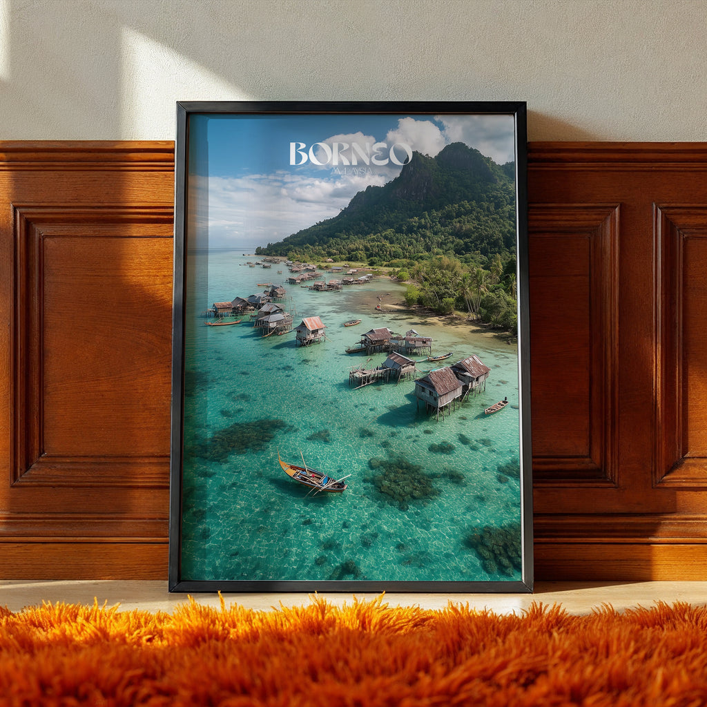 Borneo Malaysia Travel Poster – Rainforest Wall Art Print, Southeast Asia Nature Decor, Jungle Landscape Photography