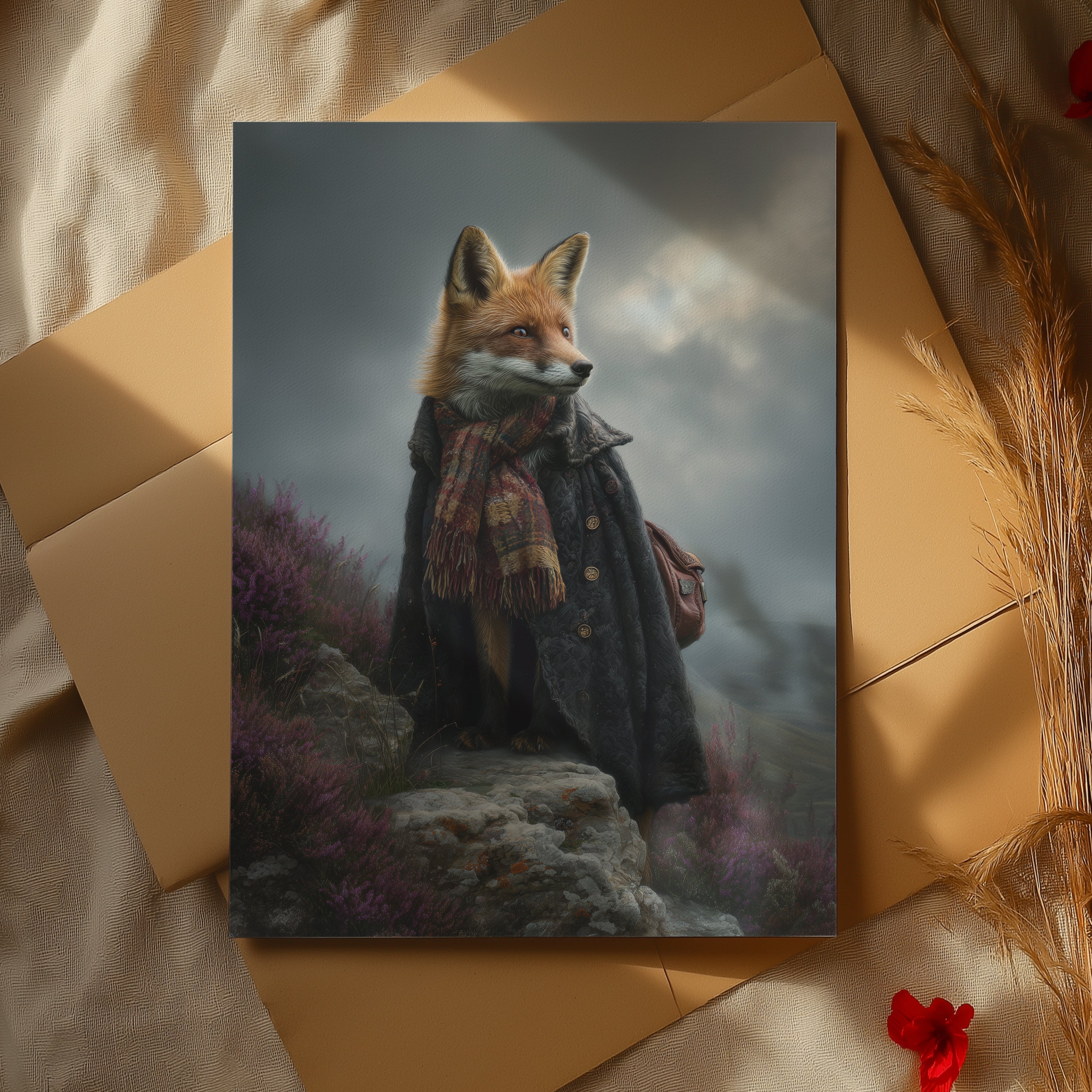 Highland Fox Poster – Cottagecore Animal Art, Woodland Creature Wall Print
