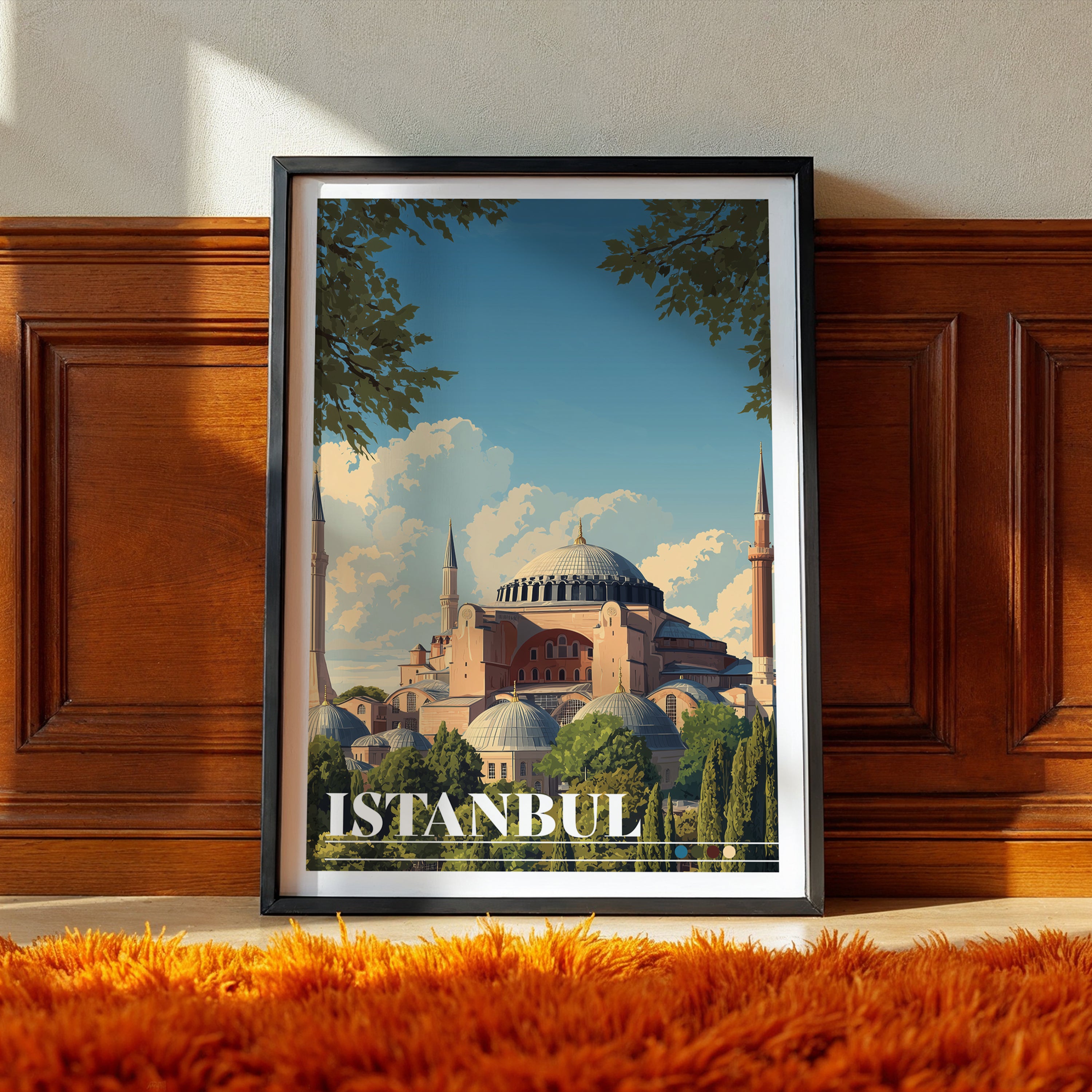 Istanbul Travel Poster: Hagia Sophia Print, Turkey Wall Art
