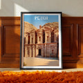 Jordan Travel Poster – Petra Ancient City Print, Archaeological Landmark Wall Art