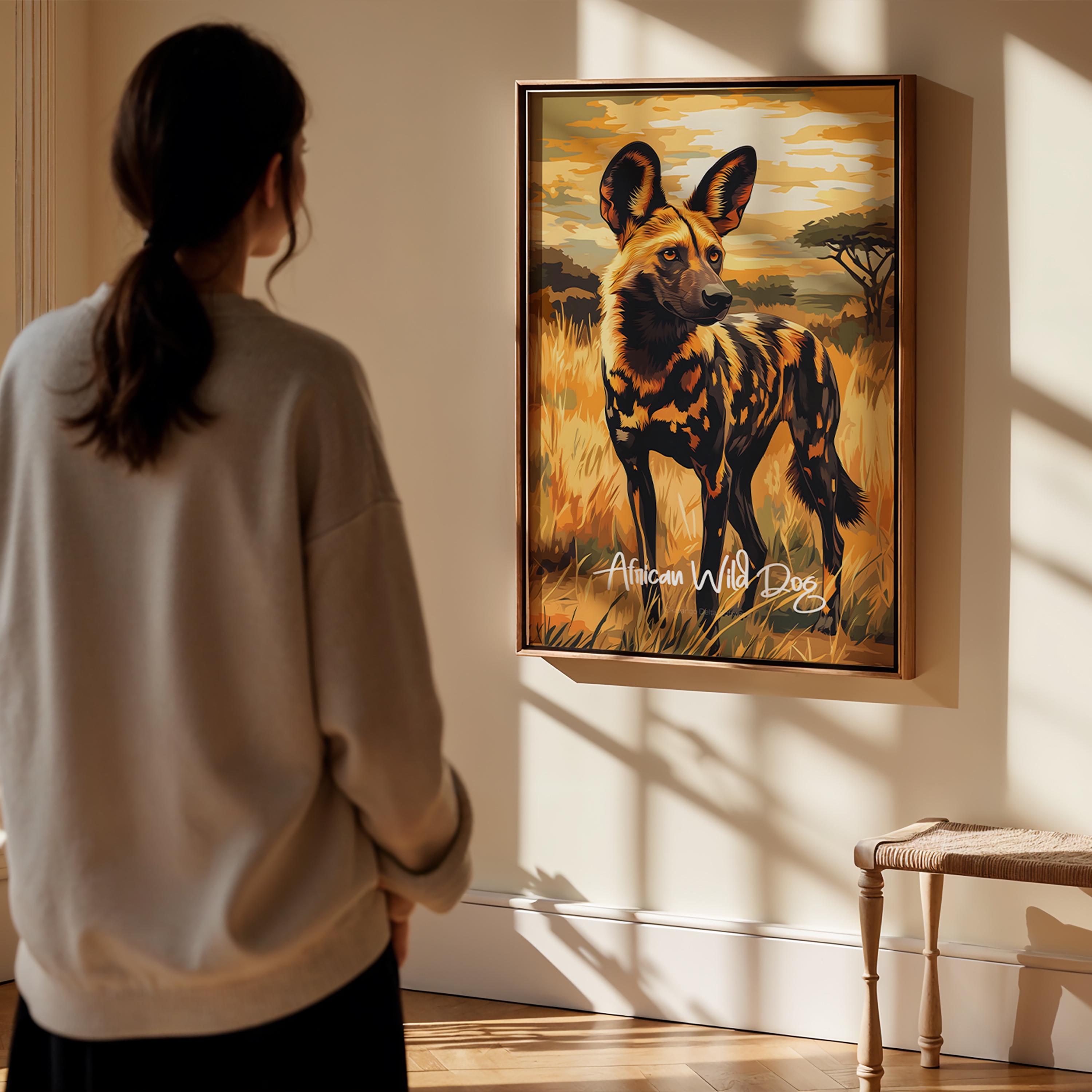 African Wild Dog Print: Vivid Wildlife Art, Nature Lover Gift
