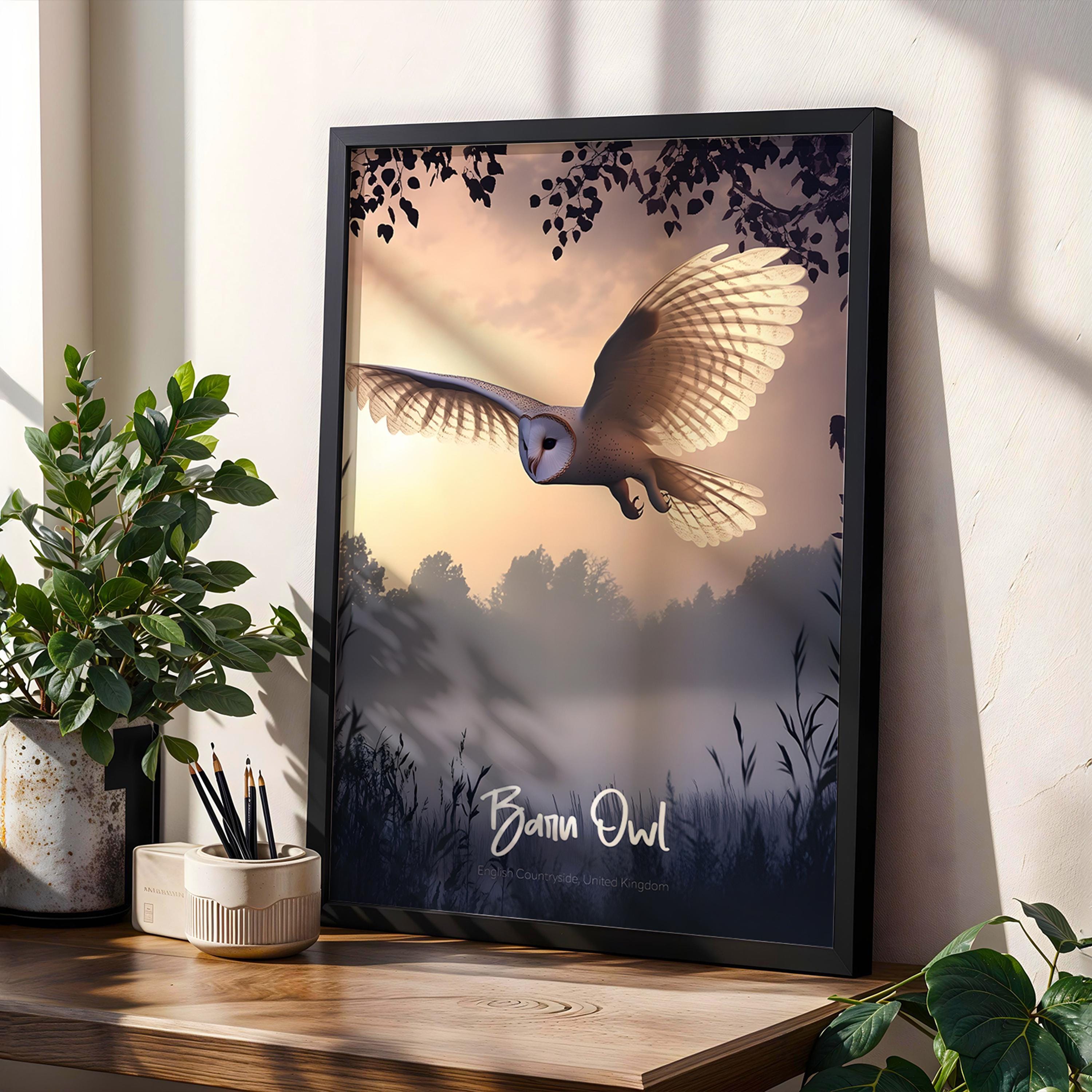 Barn Owl Print: Rustic Countryside Bird Wall Art