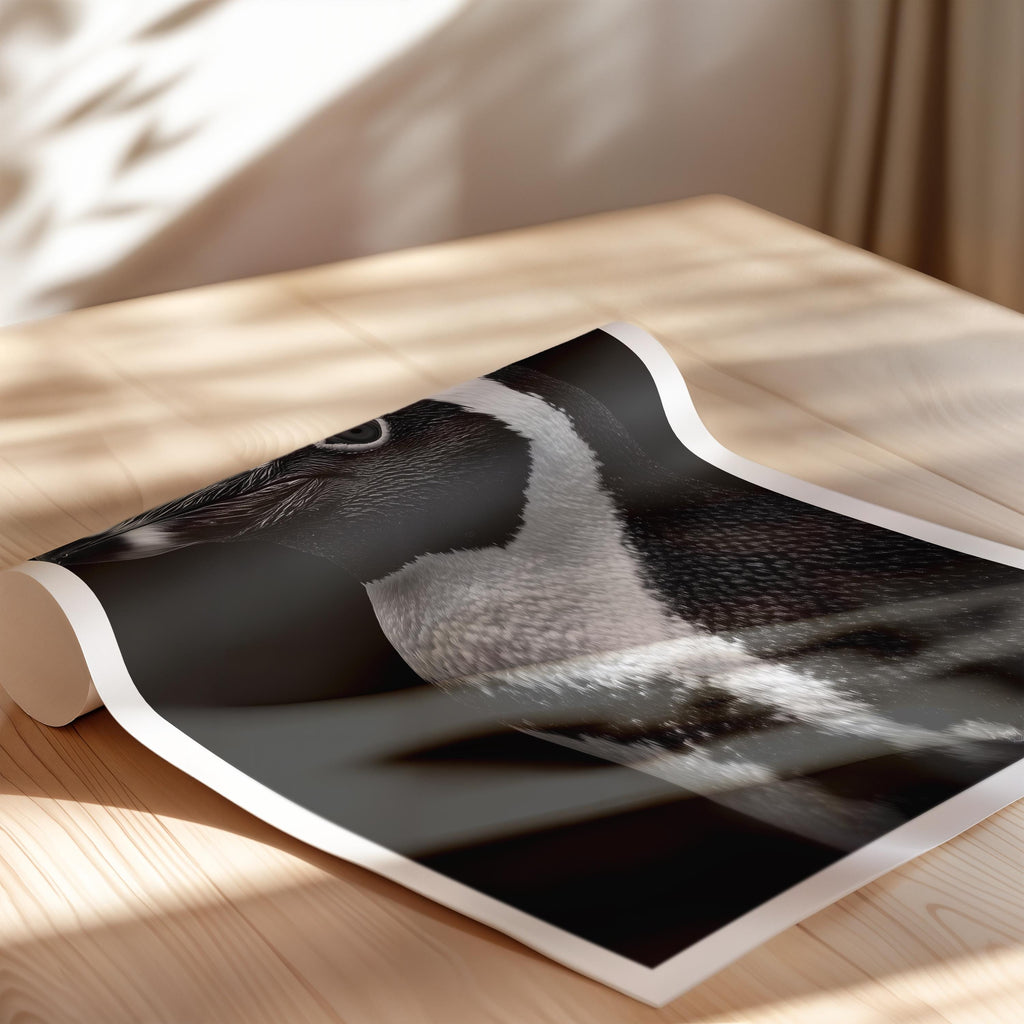 Monochrome Penguin Print: Arctic Wildlife Poster, Minimalist Bird Decor
