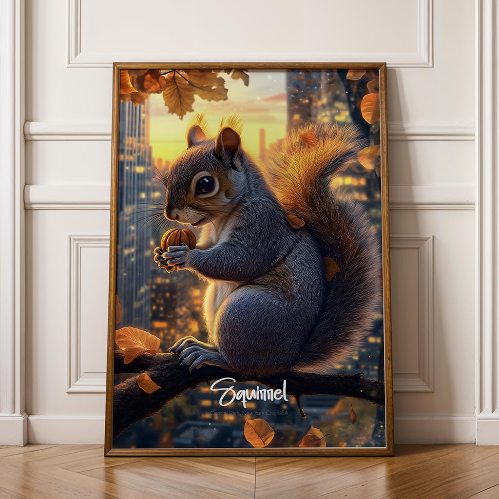 Squirrel Framed Art Print: Woodland Nursery Wall Decor