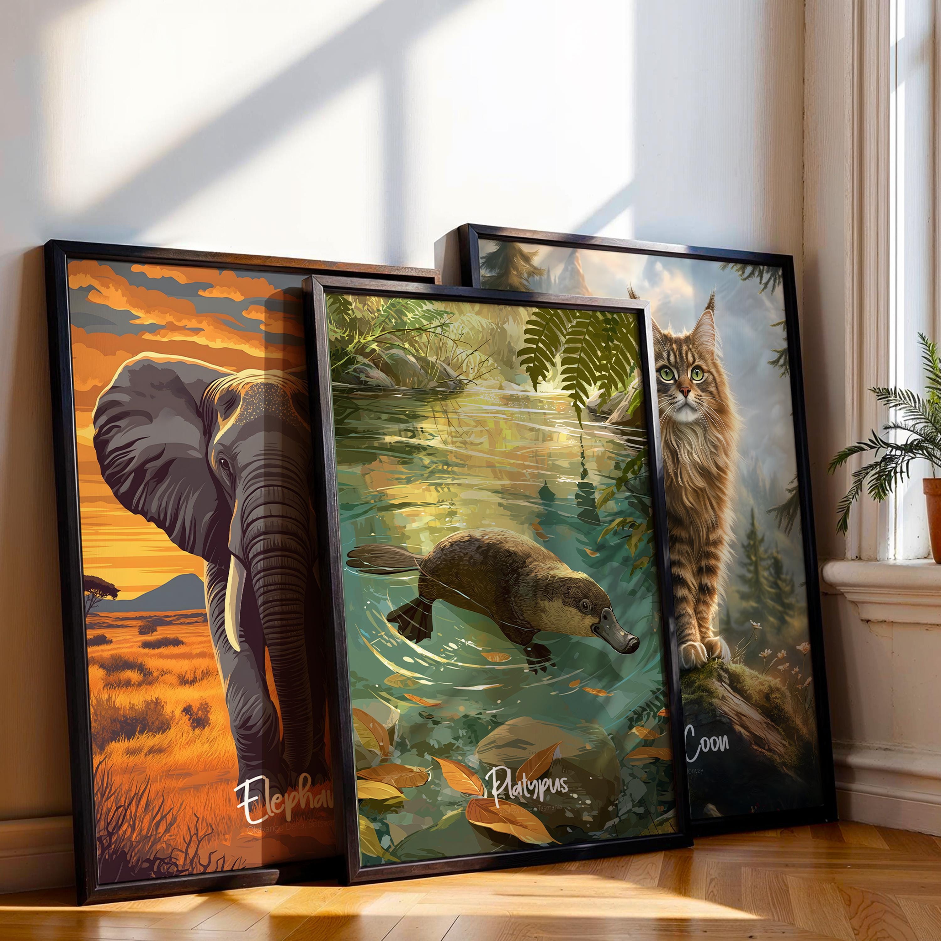 Framed Platypus Print: Quirky Australian Animal Kids Room Decor