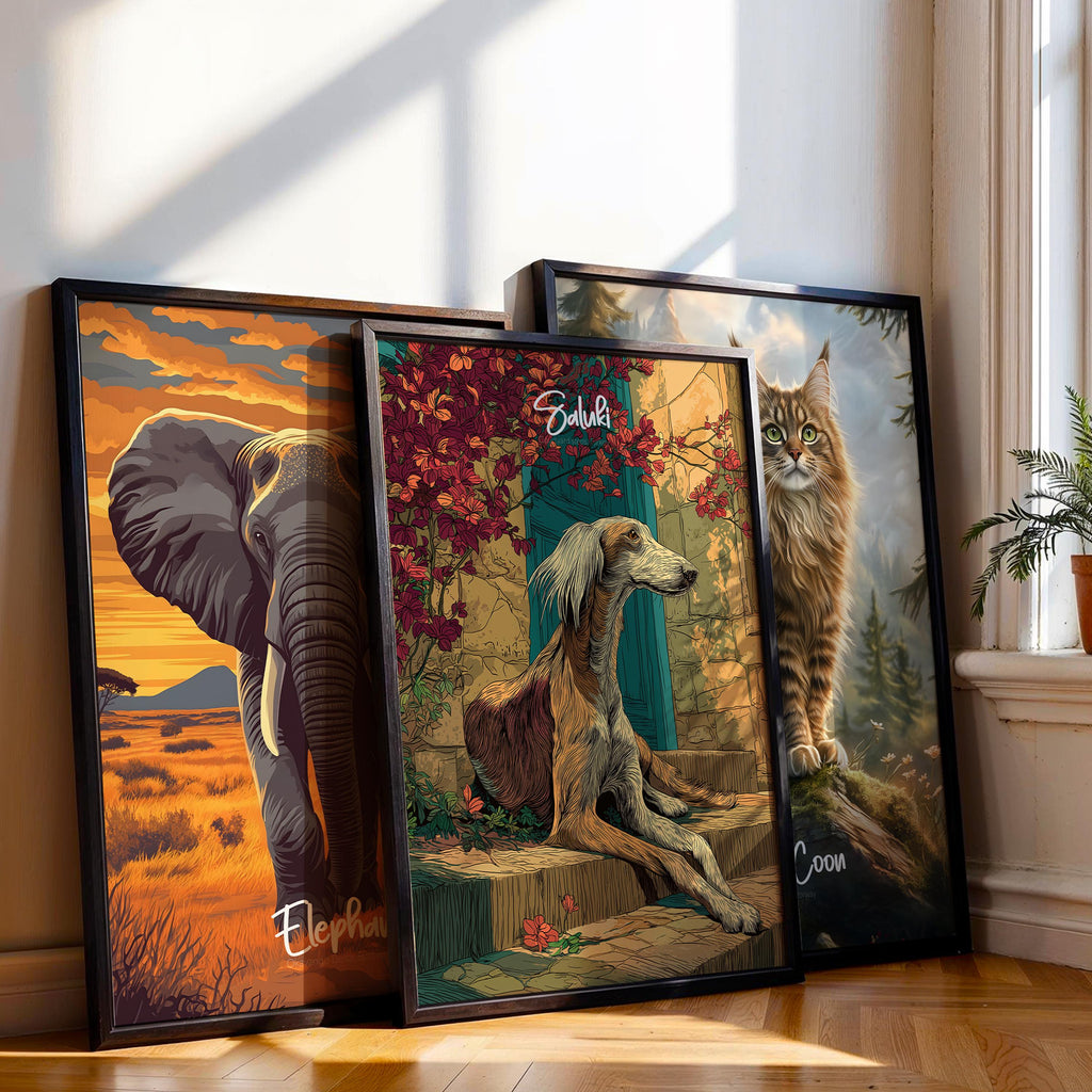 Saluki Dog Art Print: Elegant Sighthound Poster, Desert Decor