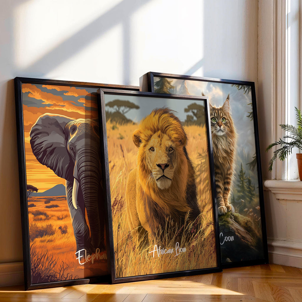 African Lion Wall Art Print: Safari Animal Decor