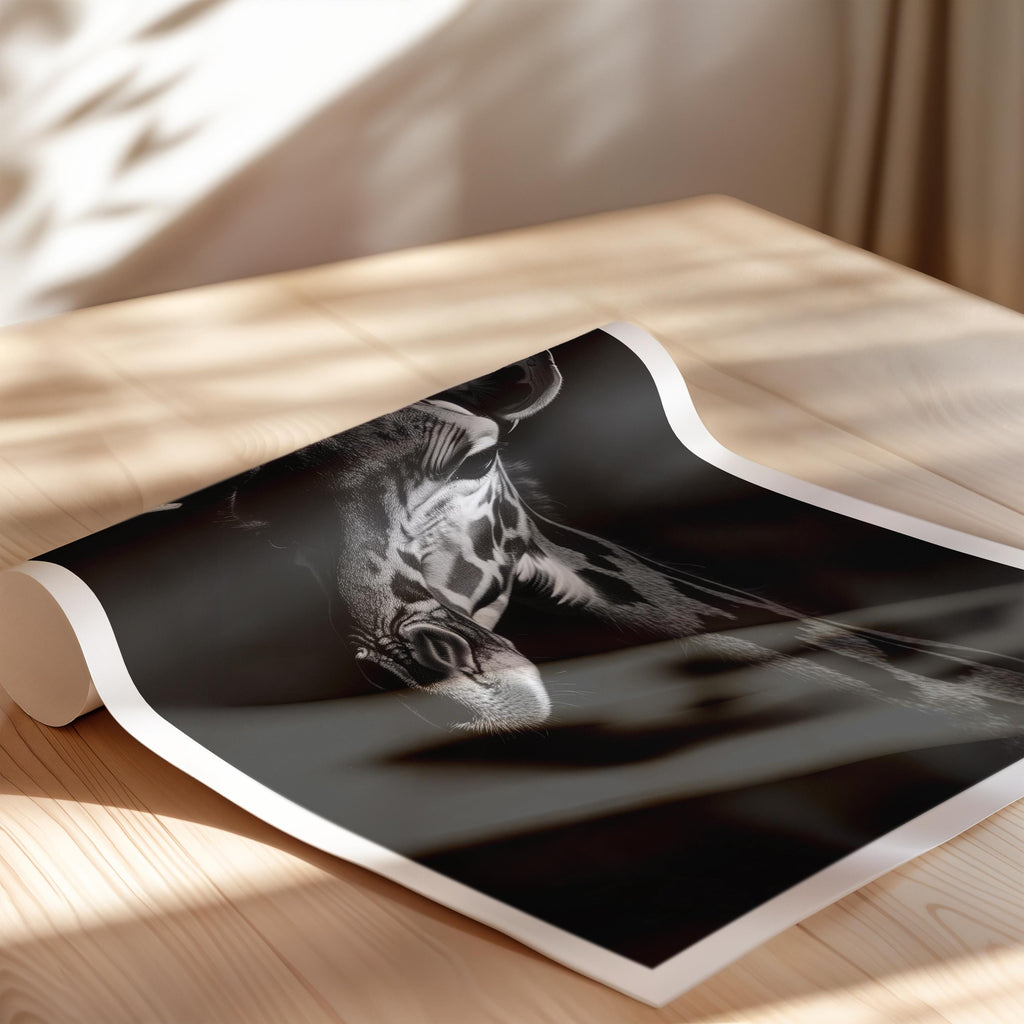 Black and White Giraffe Print: Elegant Monochrome Animal Wall Art