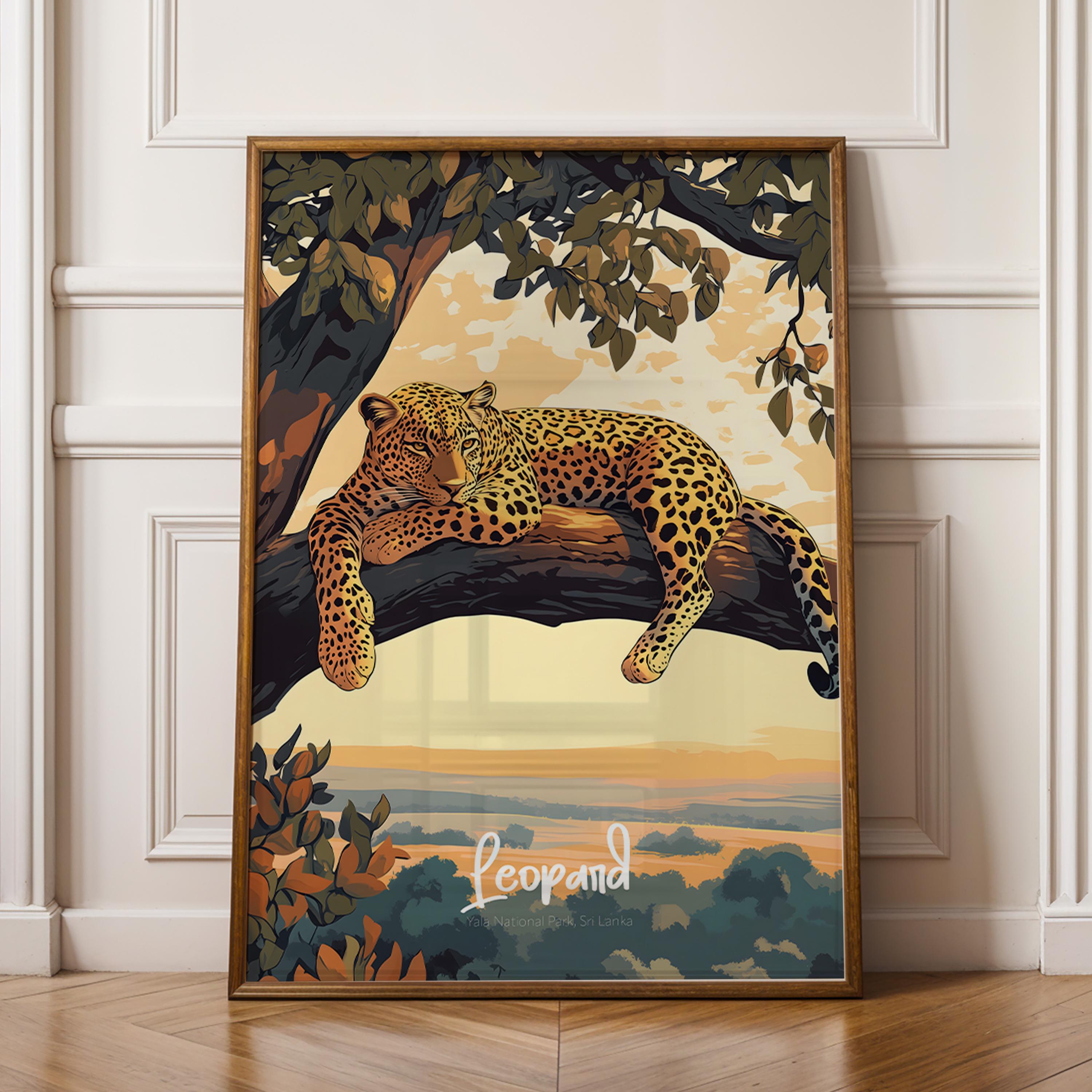 Framed Leopard Poster: Wild Animal Print, Safari Home Decor