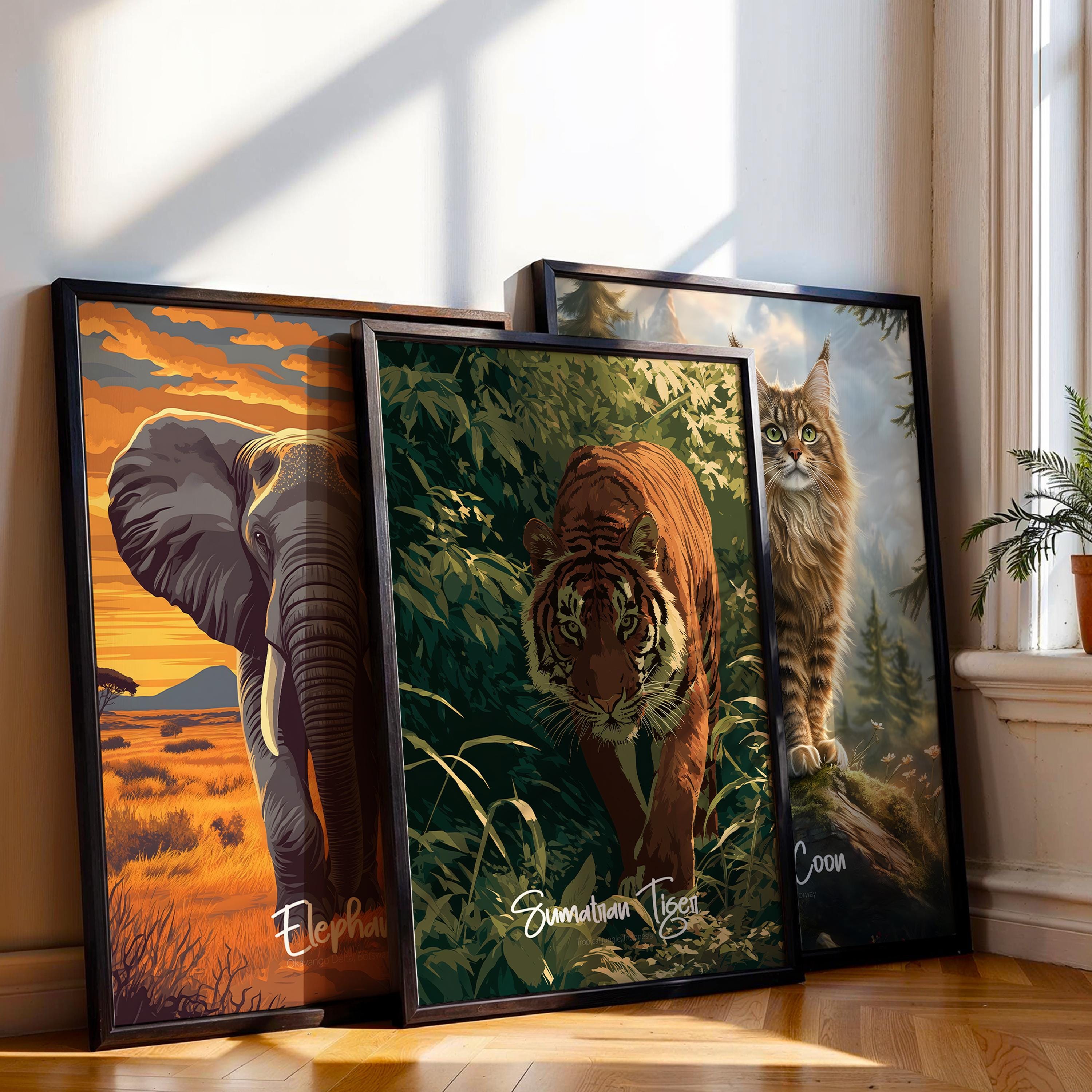 Sumatran Tiger Framed Poster: Endangered Wildlife Art, Kids Nursery Decor