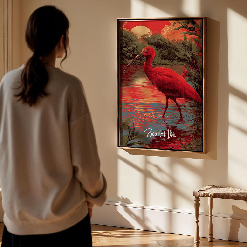 Scarlet Ibis Framed Poster: Tropical Bird Wall Art, Kids Nursery Decor