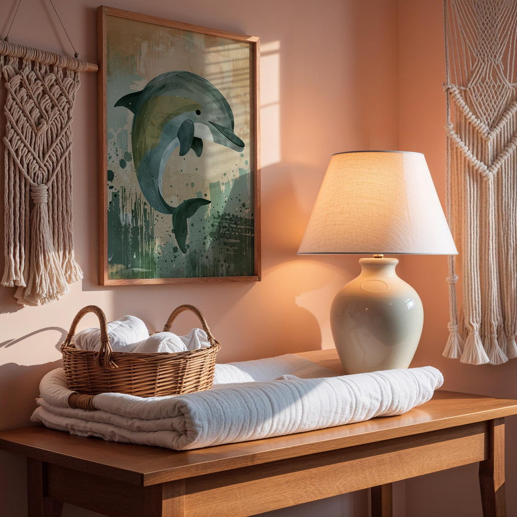 Dolphin Nursery Wall Art – Ocean Animal Print for Kids