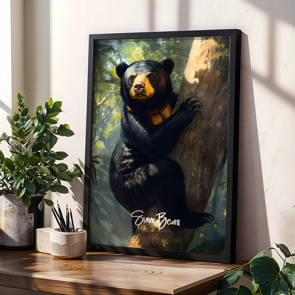 Sun Bear Art Print: Eco-Friendly Jungle Wall Decor