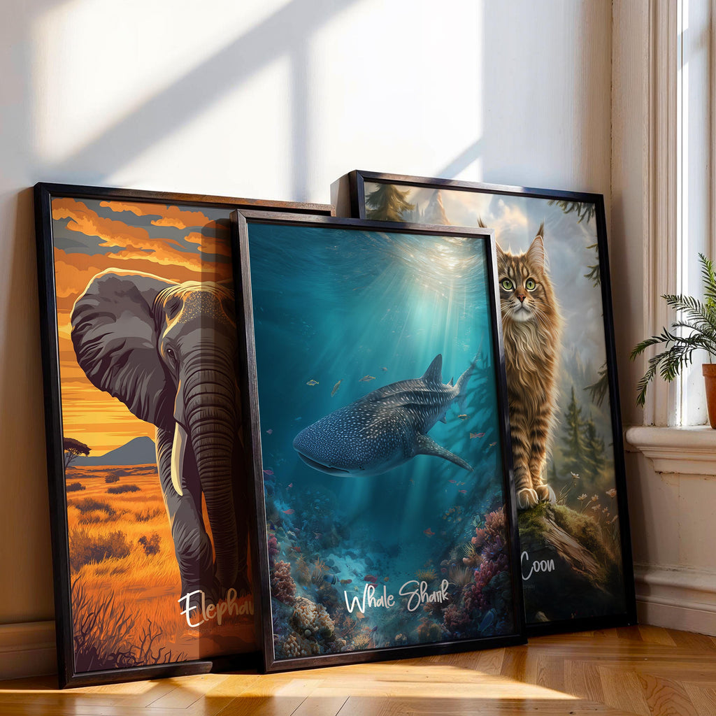 Whale Shark Framed Poster: Ocean Nursery Decor, Marine Wildlife Art