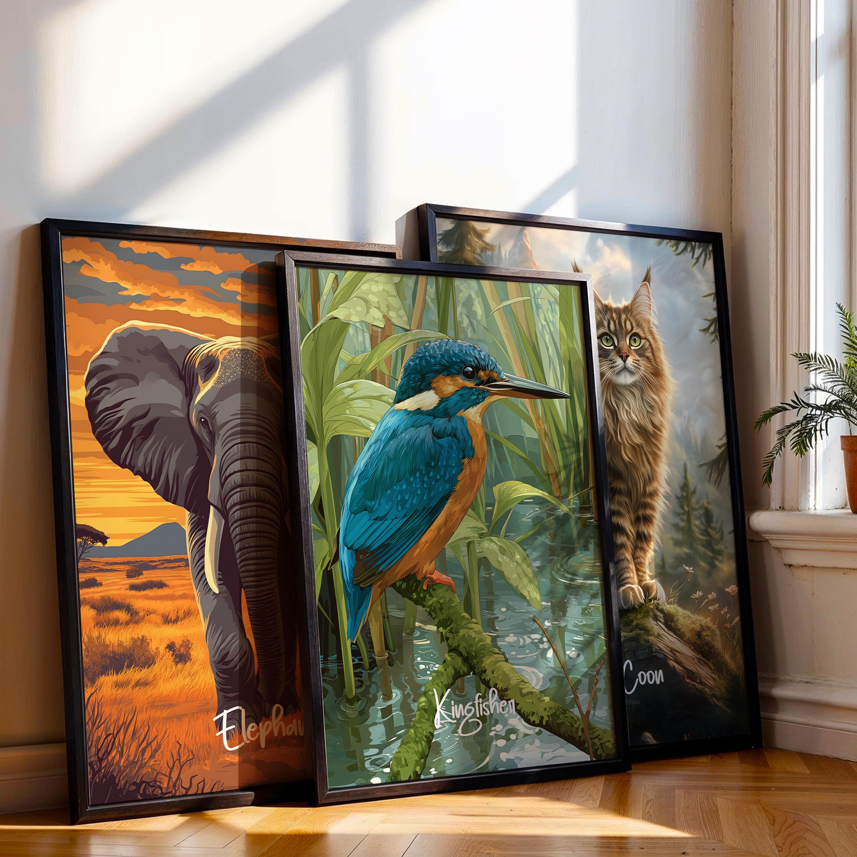 Kingfisher Framed Poster: Colorful Bird Wall Art for Nursery