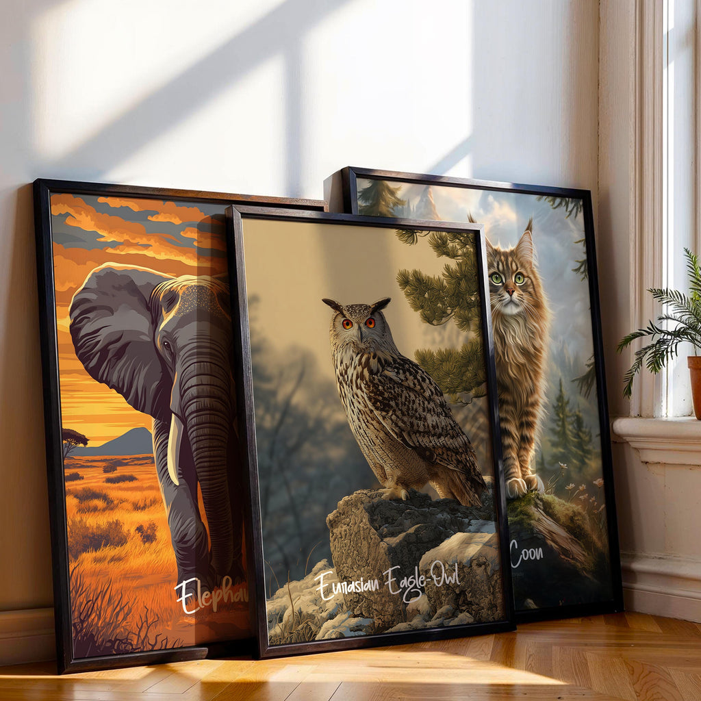 Eurasian Eagle-Owl Framed Poster: Majestic Bird Print for Nursery